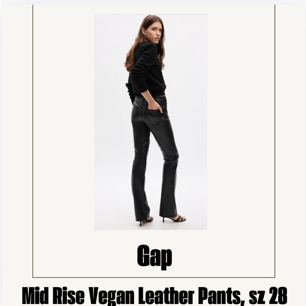 Gap Mid rise vegan leather baby boot pants, size 28 NWOT